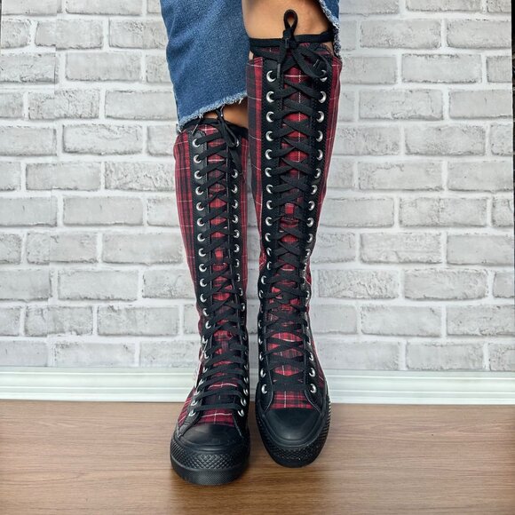 ❤️Converse Chuck Taylor Lift XXHi Platform Plaid 6.5 Women's Boots Black A17685C - Picture 4 of 9